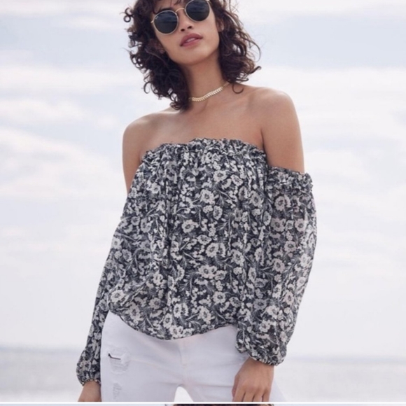 MISA LOS ANGELES Lively Halter Off The Shoulder Long Sleeve Blouse Small